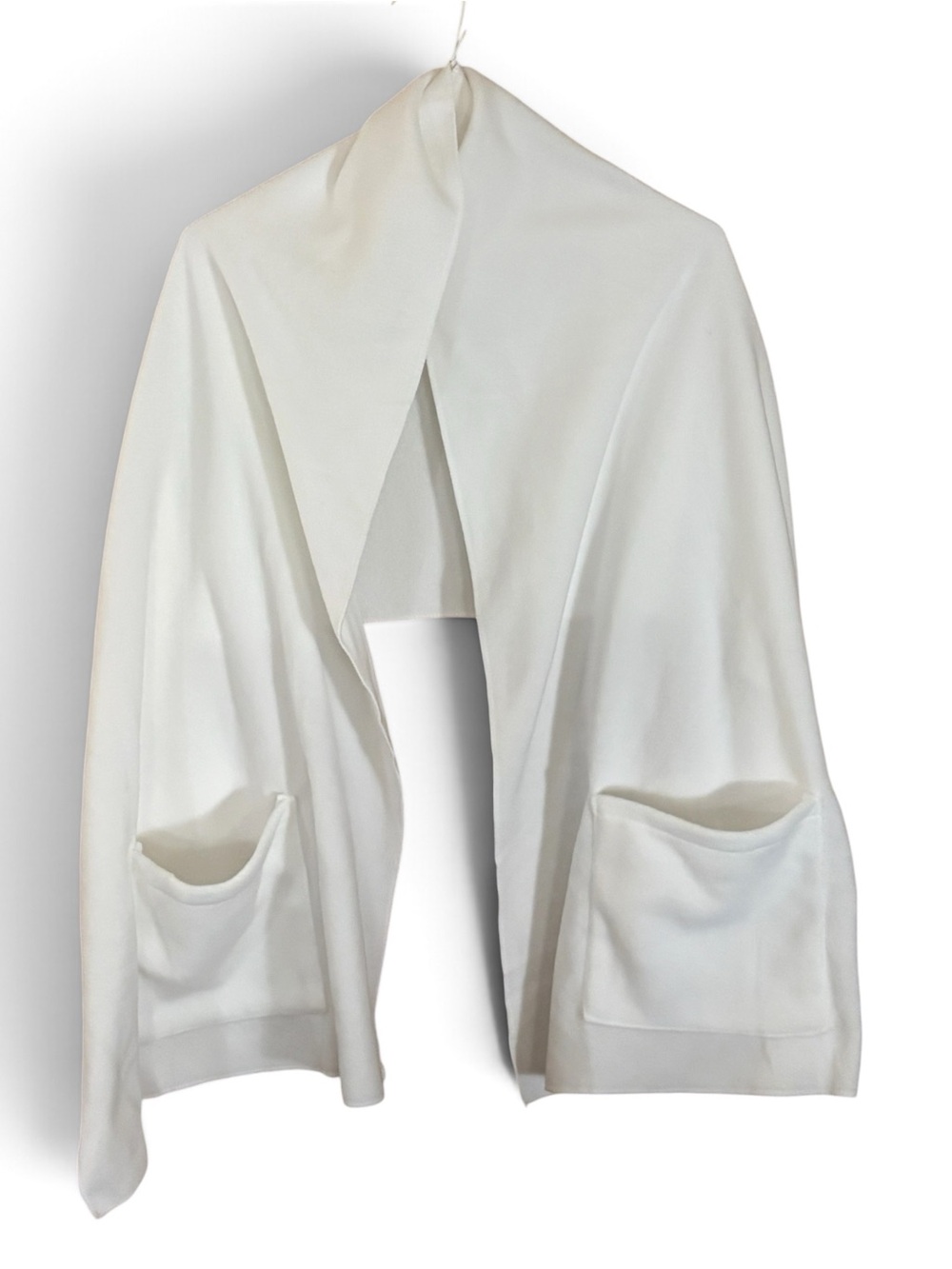 NWOT White Fleece Scarf Wrap with Patch Pockets